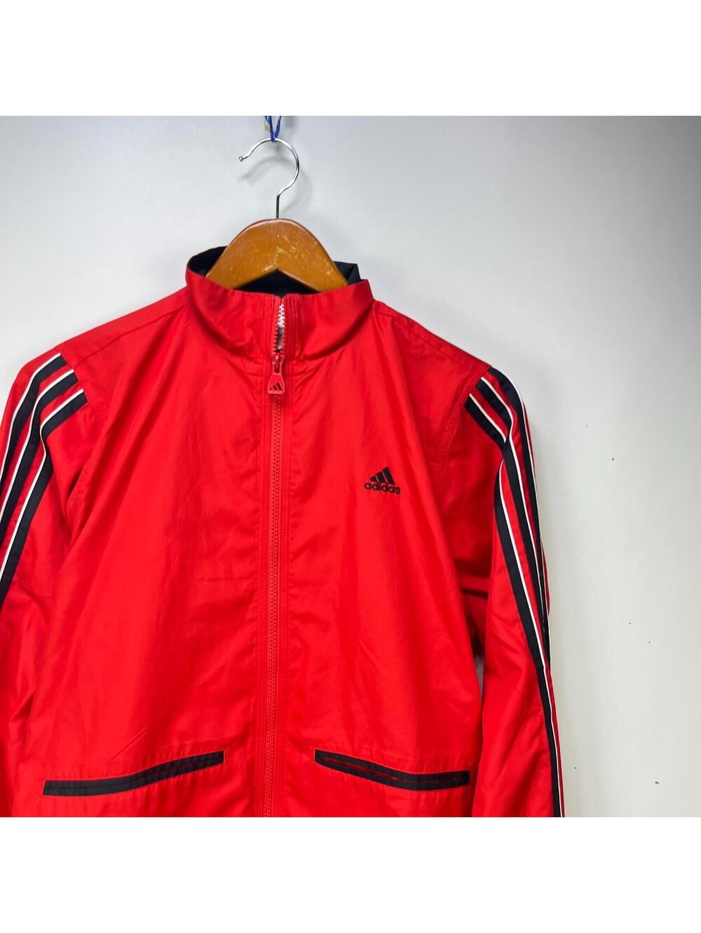 Vintage Y2K Adidas Red Windbreaker Jacket Women's M - Picture 2 of 10